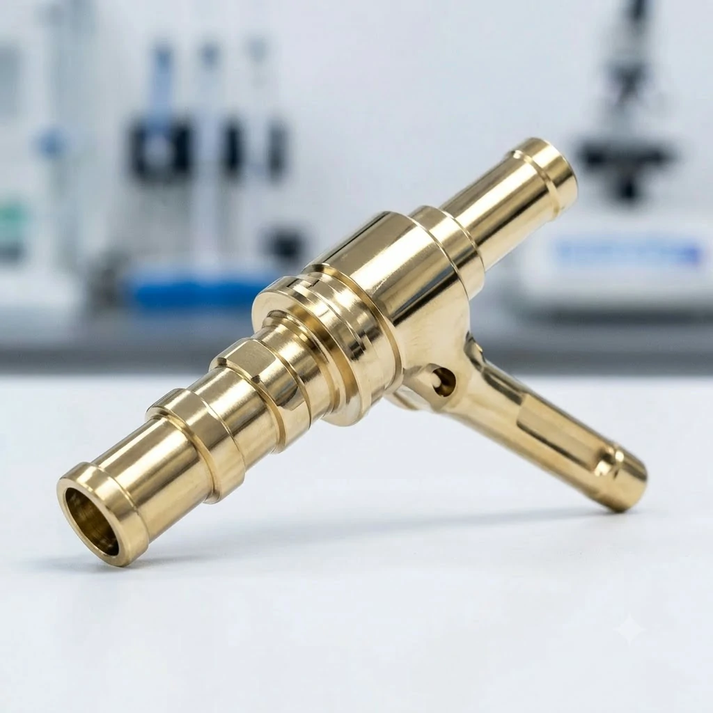 Precision CNC turned brass component with custom surface finish