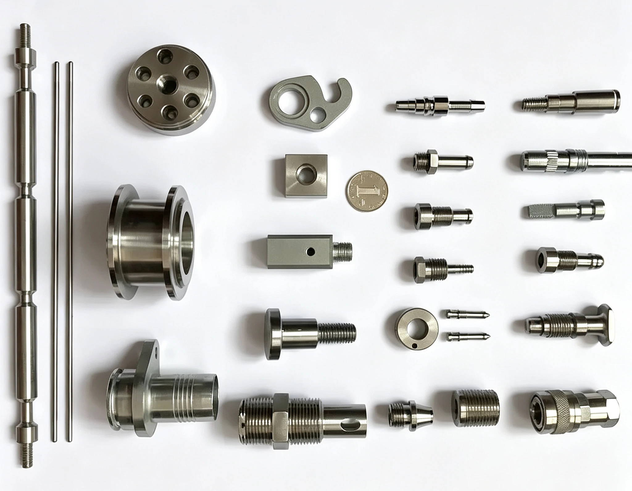 Close-up of CNC lathe turning golden metal shaft, metal sparks generated during hard alloy tool cutting cylindrical precision parts